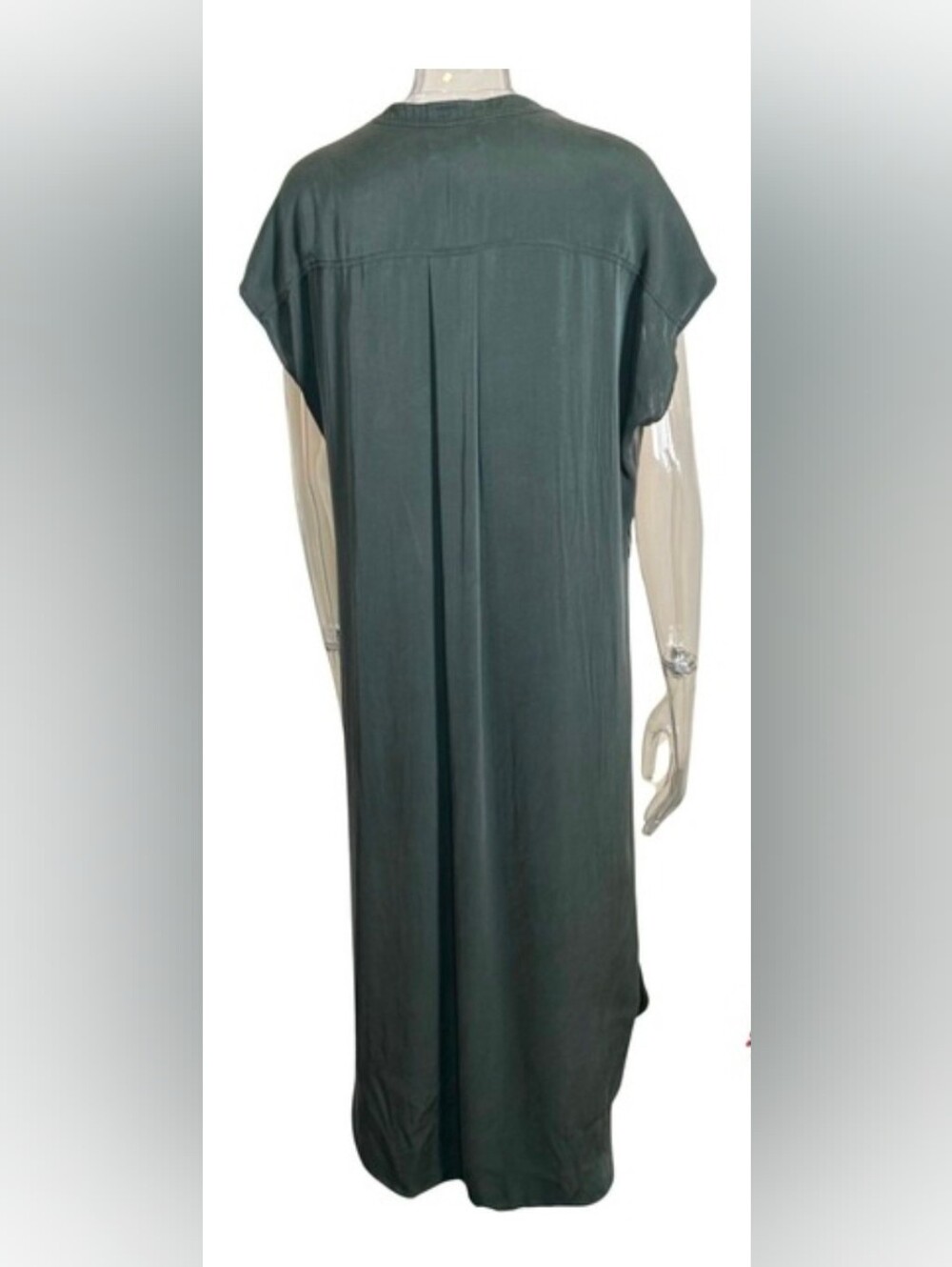 Quince Shirt Dress Large‎ 100% Silk Forest Green - Picture 2 of 6